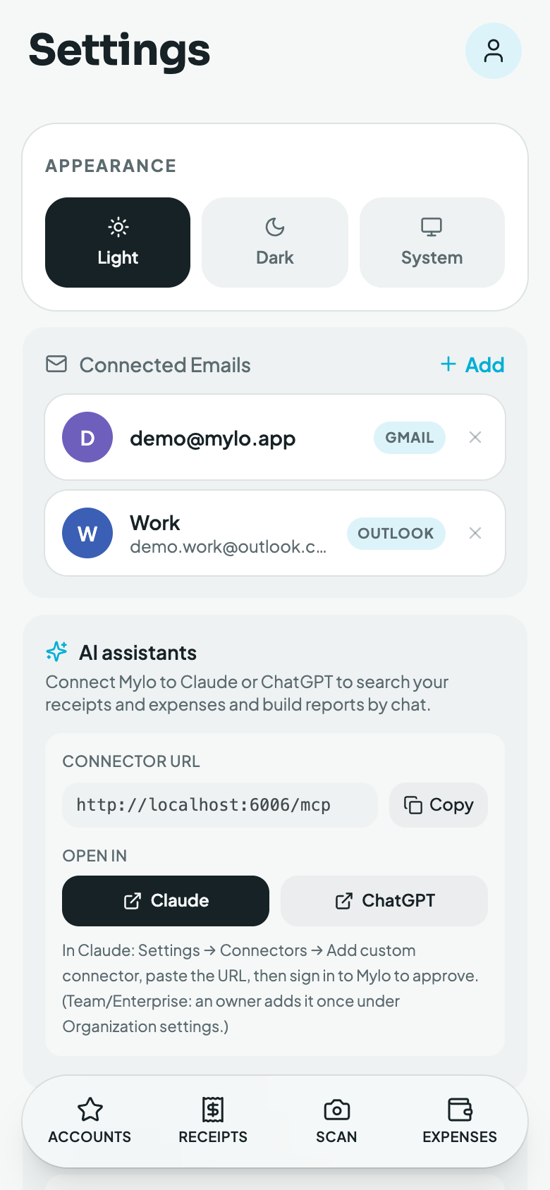 Settings hub